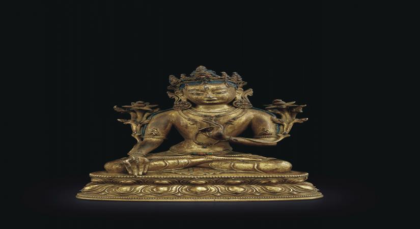 A GILT-BRONZE FIGURE OF PADMAPANI LOKESHVARA