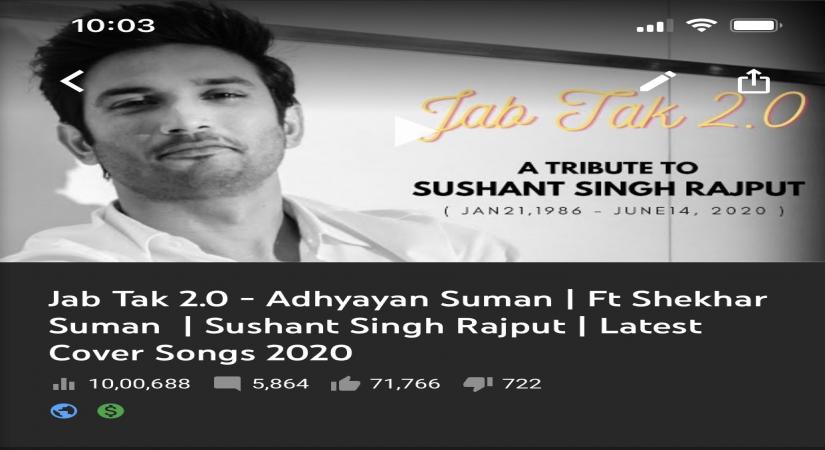 Adhyayan thanks #SSRWarriors for helping his tribute song touch a million hearts