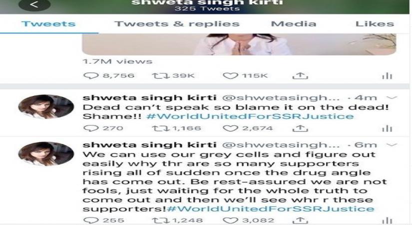 Sushant's sister Shweta: Dead can't speak so blame it on the dead