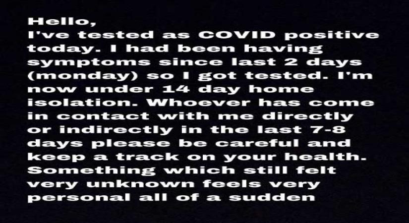 Reality TV star Shrey Mittal tests Covid positive.