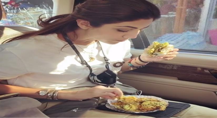 Shilpa Shetty Kundra gorges on vada pav.