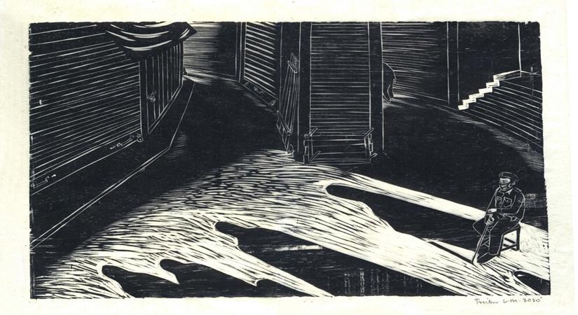 A Guard | Woodcut | 9.5" x 15" | 2020
