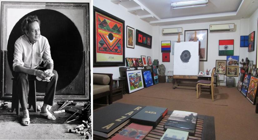 (L) SH Raza (R) The last studio of SH Raza - Photo courtesy of Raza Foundation