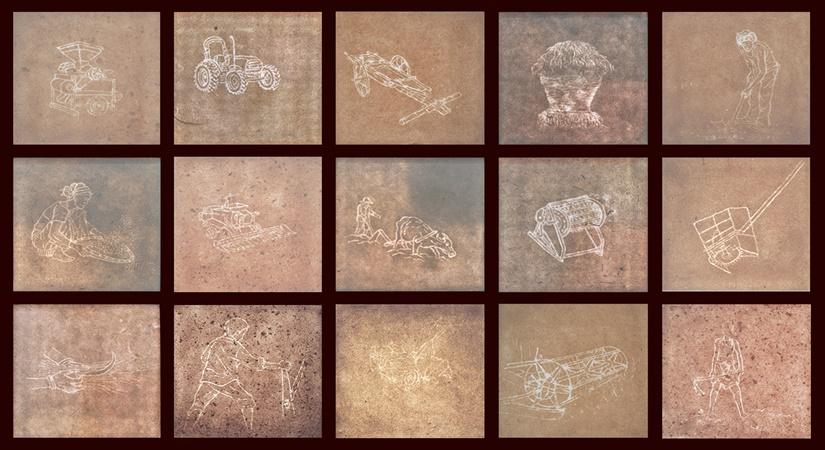 Metamorphosis water mark on handmade paper with light box 11 x 11 inches each 