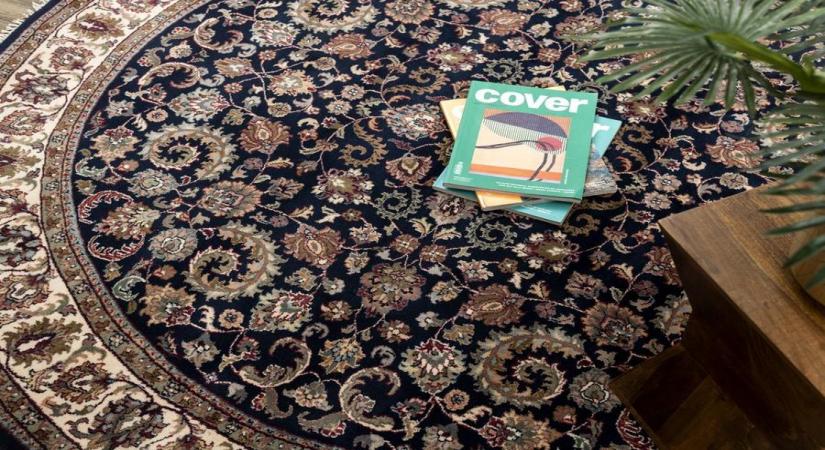 Reign Navy Blue Ivory New Zealand Wool Hand Knotted Premium Carpet