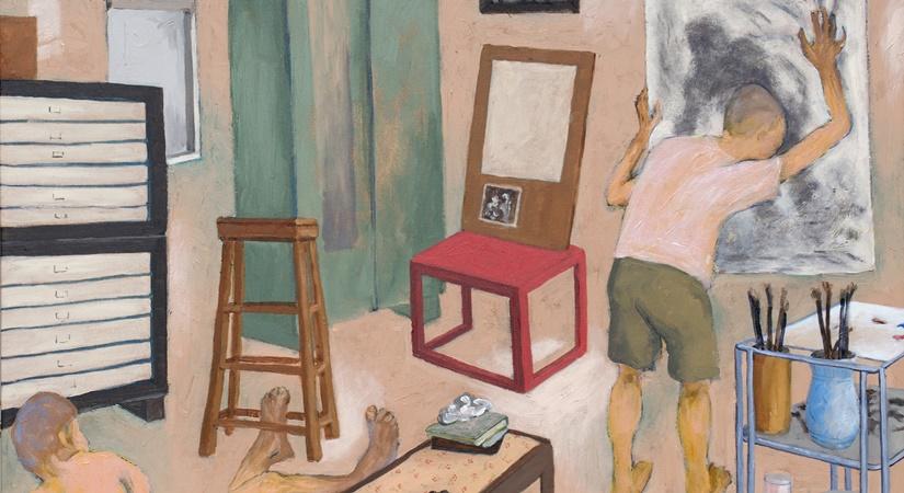 Sudhir Patwardhan, 'Studio Phantoms' 2021, acrylic an charcoal on canvas, 30x36 in