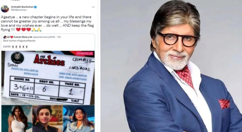 Big B confirms grandson Agastya Nanda's debut with 'The Archies', later deletes tweet.