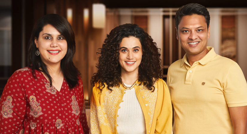 (Left to Right) Rachana Gupta, Taapsee Pannu, Vishal Gupta