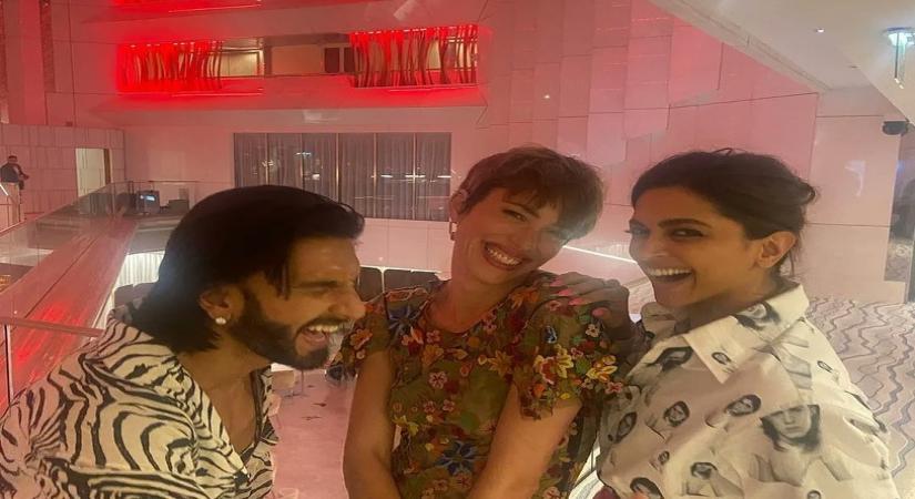 Ranveer Deepika and Rebecca Hall.(photo:instagram/ranveersinghsfanclub)