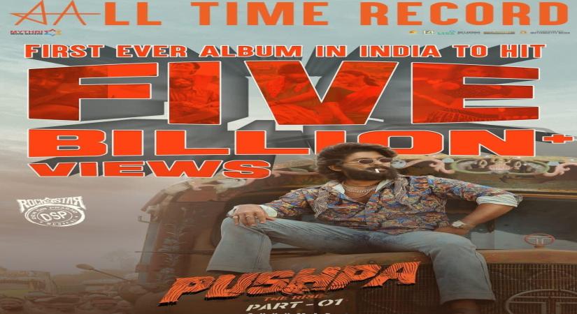 Allu Arjun's 'Pushpa' hits 5 Billion views, first Indian album ever claim makers