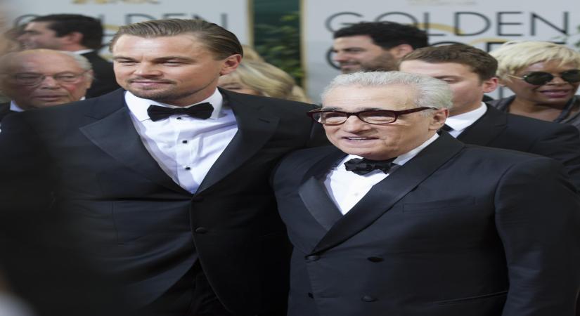 Actor Leonardo DiCaprio and filmmaker Martin Scorsese during 71st Golden Globe Awards in Beverly Hills of California in United States of America on Jan.12, 2014. (Photo: Xinhua/IANS)