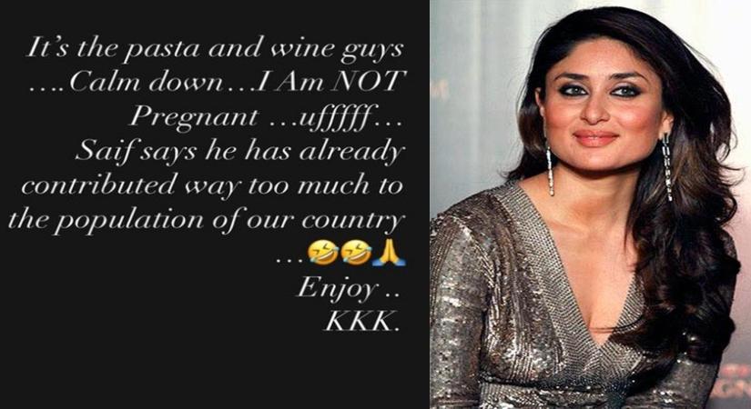Kareena's witty reaction to pregnancy rumours: It's the pasta and wine.(photo:instagram)