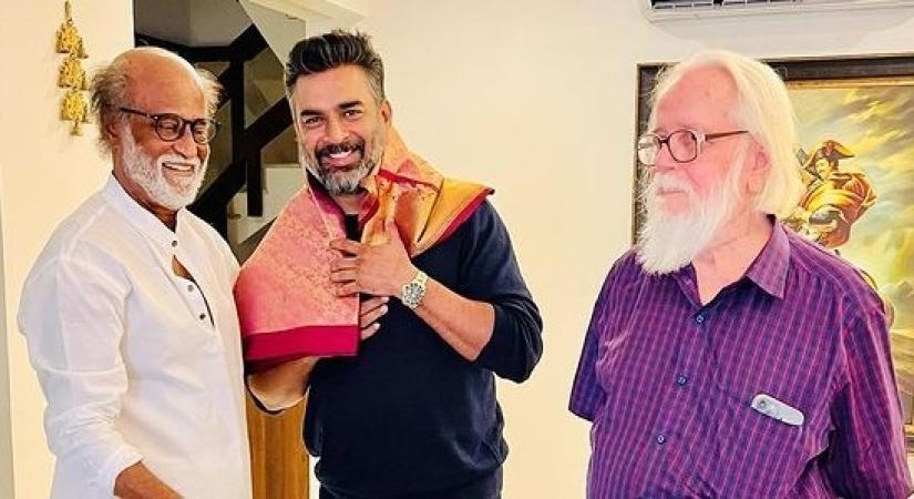 Actor Madhavan, scientist Nambi Narayanan meet Rajinikanth.