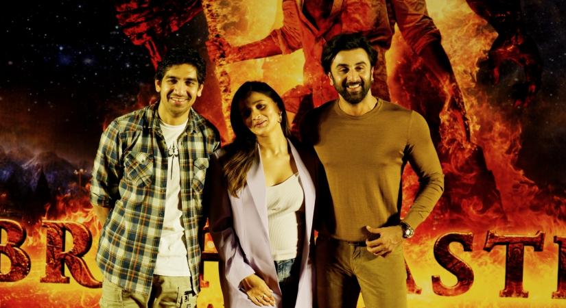 New Delhi: Bollywood film director Ayan Mukherji with actor Ranbir Kapoor and actress Alia Bhatt during a press conference to promote their upcoming film 'Brahmastra', at Connaught Place in New Delhi on Wednesday, Sept. 07, 2022. (Photo: Anupam Gautam/IANS)