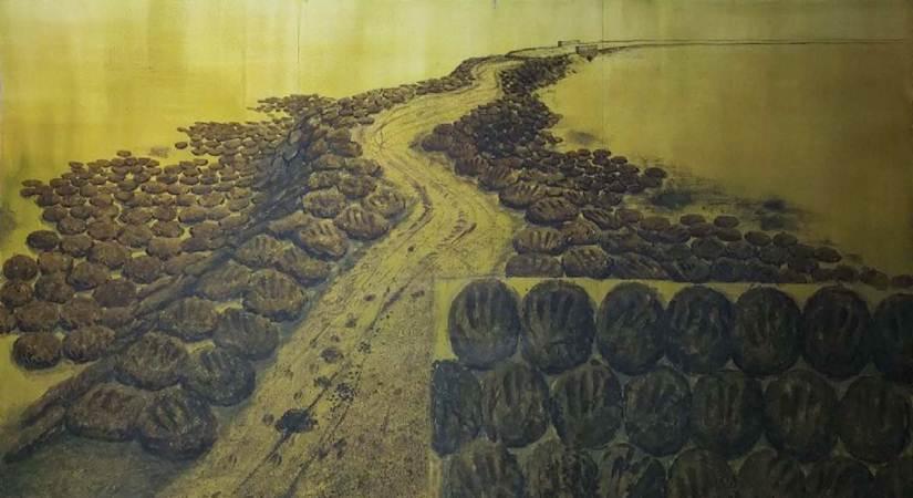 Bapan Singh-Family Businesses II- Watercolor and cow dung on paper