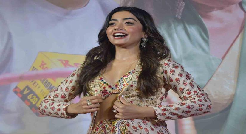 Mumbai :Bollywood Actress Rashmika Madanna during trailer launch of upcoming film "GOODBYE" in Mumbai on Tuesday September 06, 2022.(Photo: Nitin Lawate/IANS)