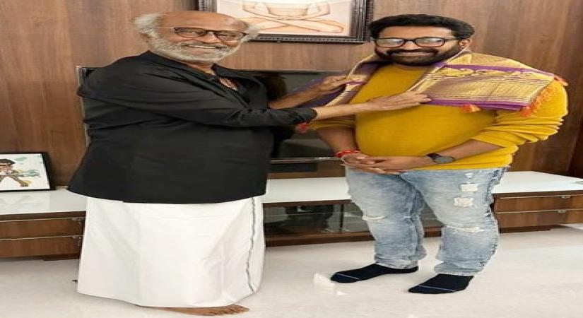 Rajni meets rishabh Shetty.(photo:Twitter)