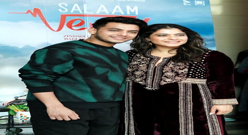 Mumbai: Bollywood actress Kajol and actor Vishal Jethwa during a promotion of their upcoming film 'Salaam Venky', in Mumbai on Wednesday, Nov. 23, 2022. (Photo: Sanjay Tiwari/IANS)