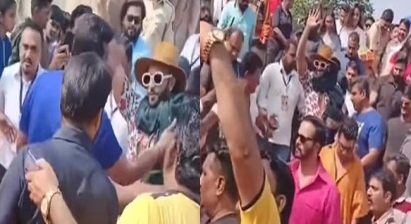 Ranveer Carries kid to save from crowd