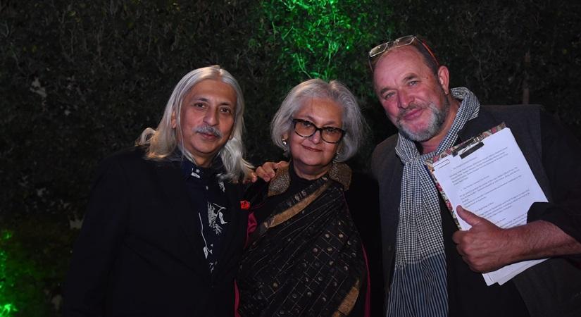 JLF 2023 (L-R) Sanjoy K. Roy, Namita Gokhale, and William Dalrymple at the Curtain Raiser in Delhi