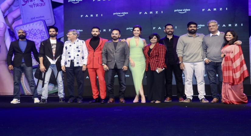 Mumbai: Actors Shahid Kapoor, Vijay Sethupathi, Amol Palekar and others during the promotion of his upcoming film 'Farzi', in Mumbai on Friday, Jan. 13, 2023. (Photo: Sanjay Tiwari/IANS)