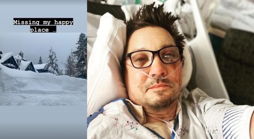 Jeremy Renner shares photo of snowy home from hospital, says he misses his happy place.
