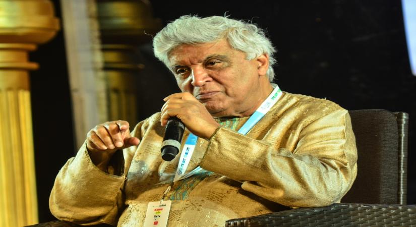 Kolkata: Indian poet and screenwriter Javed Akhtar speaks during Tata Steel Kolkata literary meet event at Victoria memorial in Kolkata on Mar 22, 2022. (Photo:Kuntal Chakrabarty/IANS)
