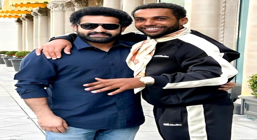 Emily in Paris actor poses with NTR Jr in particular.