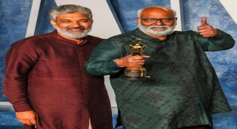 Rajamouli, Keeravani return to warm welcome by fans.