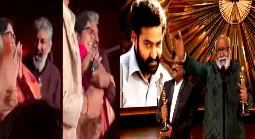 Oscars 2023: SS Rajamouli Screams, Hugs Wife As Naatu Naatu Wins Best Song, His Reaction Goes Viral.