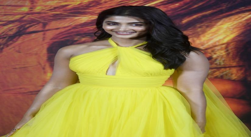 Mumbai: Bollywood actress Pooja Hegde during the trailer launch event of his upcoming film 'Kisi Ka Bhai Kisi Ki Jaan',in Mumbai,on Monday, April 10, 2023. (Photo:IANS)