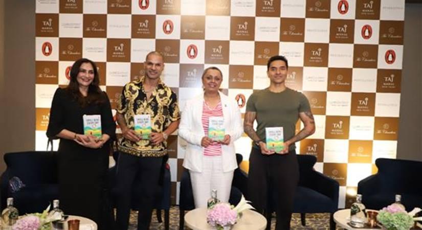 From R- L:  Luke Coutinho - Author, Founder of You Care Wellness Program; Charu Sood - Deputy Mayor, Elmbridge Borough Council, UK;Shikhar Dhawan - Celebrated Indian Cricketer& Neelima Dalmia Adhar –Author, Headof Delhi chapter of the Prabha Khaitan Foundation