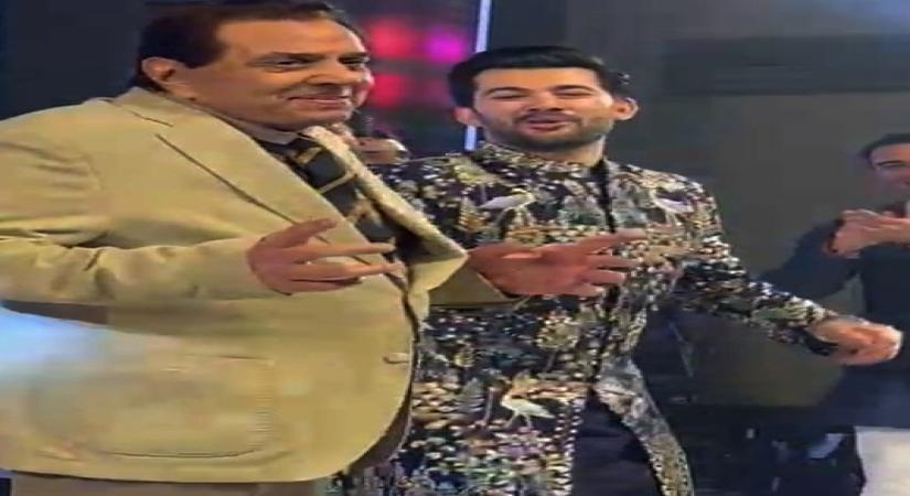 Dharmendra dances with grandson Karan Deol on 'Yamla Pagla Deewana'.
