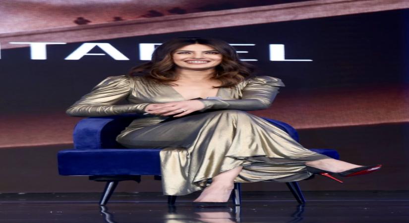 Mumbai : Actress Priyanka Chopra during the press conference of their upcoming series 'Citadel', in Mumbai on Monday, April 03, 2023. (Photo:Sanjay Tiwari/IANS)