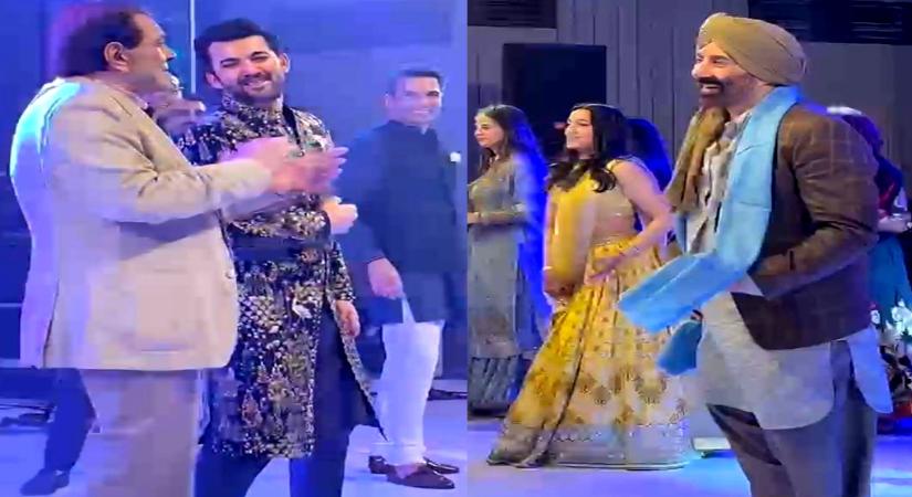 Sunny Deol dances to his iconic 'Main Nikla Gaddi Leke' at son Karan's sangeet.