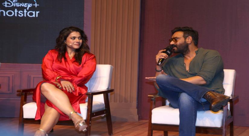Mumbai: Actors Ajay Devgn and Kajol during the trailer Launch Of Web Series 'The Trial: Pyaar, Kanoon, Dhokha', in Mumbai, on Monday, June 12, 2023. (Photo: Sanjay Tiwari/IANS)