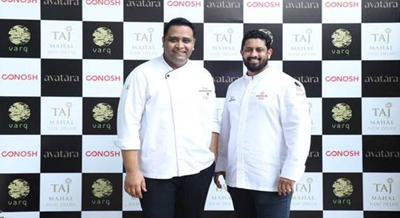 (L-R) Chef Rajesh Singh, Executive Sous Chef, Taj Mahal, New Delhi & Chef Rahul Rana, Head Chef of Avatara, Dubai