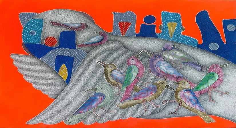 Kaua Vigyan by Venkat Raman Singh Shyam - Gond artform