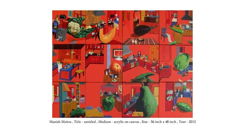 Maneish Moitra, Untitled, Acrylic on Canvas, 36 x 48 inches.