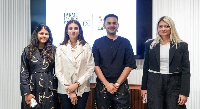 INIFD Presents GenNext Winners ( L to R) - Charmee Ambavat (The Terra Tribe), Shimona Agrawal, Rohitash Notani (Rosani) and Kriti Greta Singhee 