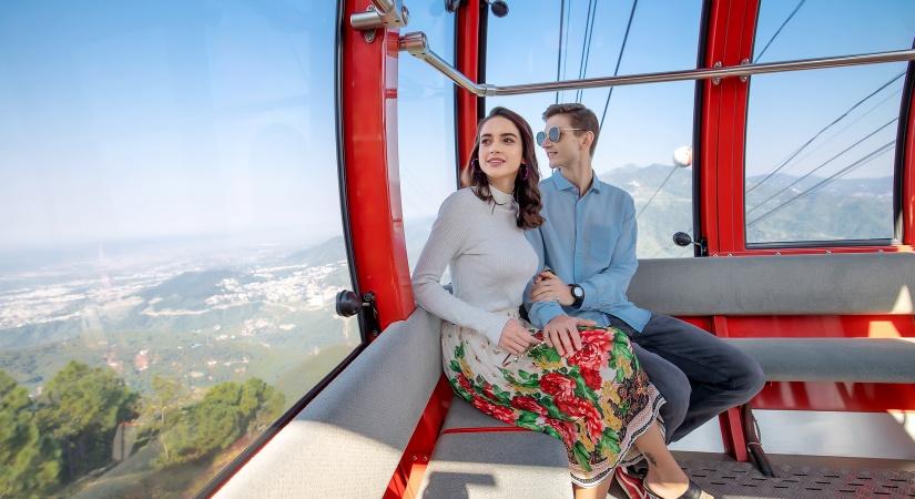 Moksha outside view and inside view of the cable car