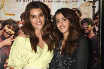 Mumbai: Actress Kriti Sanon with her sister Nupur Sanon at the screening of upcoming film "Super 30" in Mumbai, on July 10, 2019. (Photo: IANS)