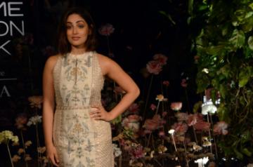 Mumbai: Actress Yami Gautam showcases fashion designer Anita Dogre's creation on Day 2 of the Lakme Fashion Week (LFW) Summer/Resort 2019 in Mumbai, on Jan 31, 2019. (Photo: IANS)