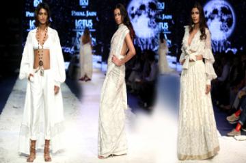 Model showcasing outfit from Crescent Moon collection by Designer Payal Jain at LMIFW SS 20
