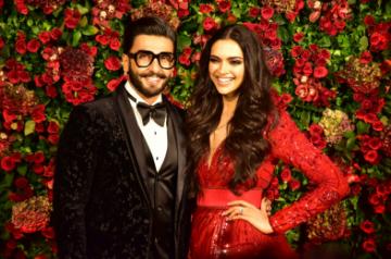 Mumbai: Newly wed actors Ranveer Singh and Deepika Padukone at their wedding reception in Mumbai, on Dec 1, 2018. (Photo: IANS)