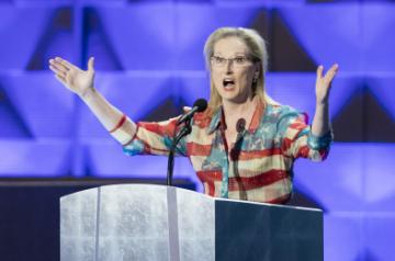 PHILADELPHIA, July 27, 2016 (Xinhua) -- Actress Meryl Streep speaks at the 2016 Democratic National Convention in Philadelphia, Pennsylvania, the United States on July 26, 2016. (Xinhua/Li Muzi/IANS)(wjd)