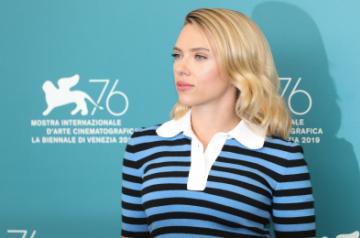 VENICE, Aug. 29, 2019 (Xinhua) -- Actress Scarlett Johansson attends a photocall for the film "Marriage Story" during the 76th Venice International Film Festival in Venice, Italy, on Aug. 29, 2019. (Xinhua/Cheng Tingting/IANS)
