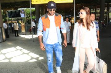 Mumbai: Actors Ranbir Kapoor and Alia Bhatt seen together in Mumbai's Chhatrapati Shivaji International Airport, on May 10, 2019. (Photo: IANS)