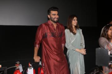 Mumbai: Actors Arjun Kapoor Kriti Sanon and at the screening of film "Panipat" in Mumbai on Dec 6, 2019. (Photo: IANS)