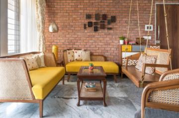 Brickwall look in living room by Hipcouch